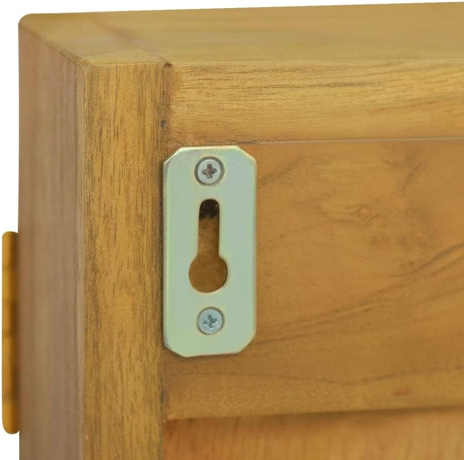 SecondBoy Natural Wood Grain Teak Wall Cabinet with Mirror Door N24854