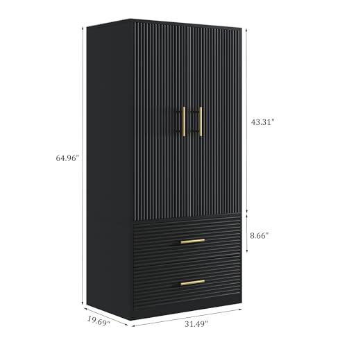 White Armoire Wardrobe Closet with 2 Doors and Drawers K510
