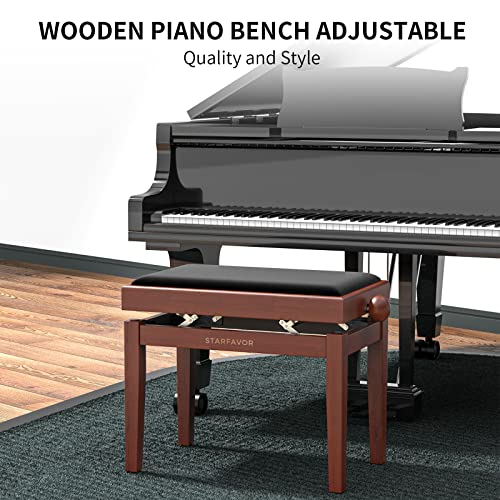 Starfavor Adjustable Wooden Piano Bench with Padded Seat, SPB-480N V9928