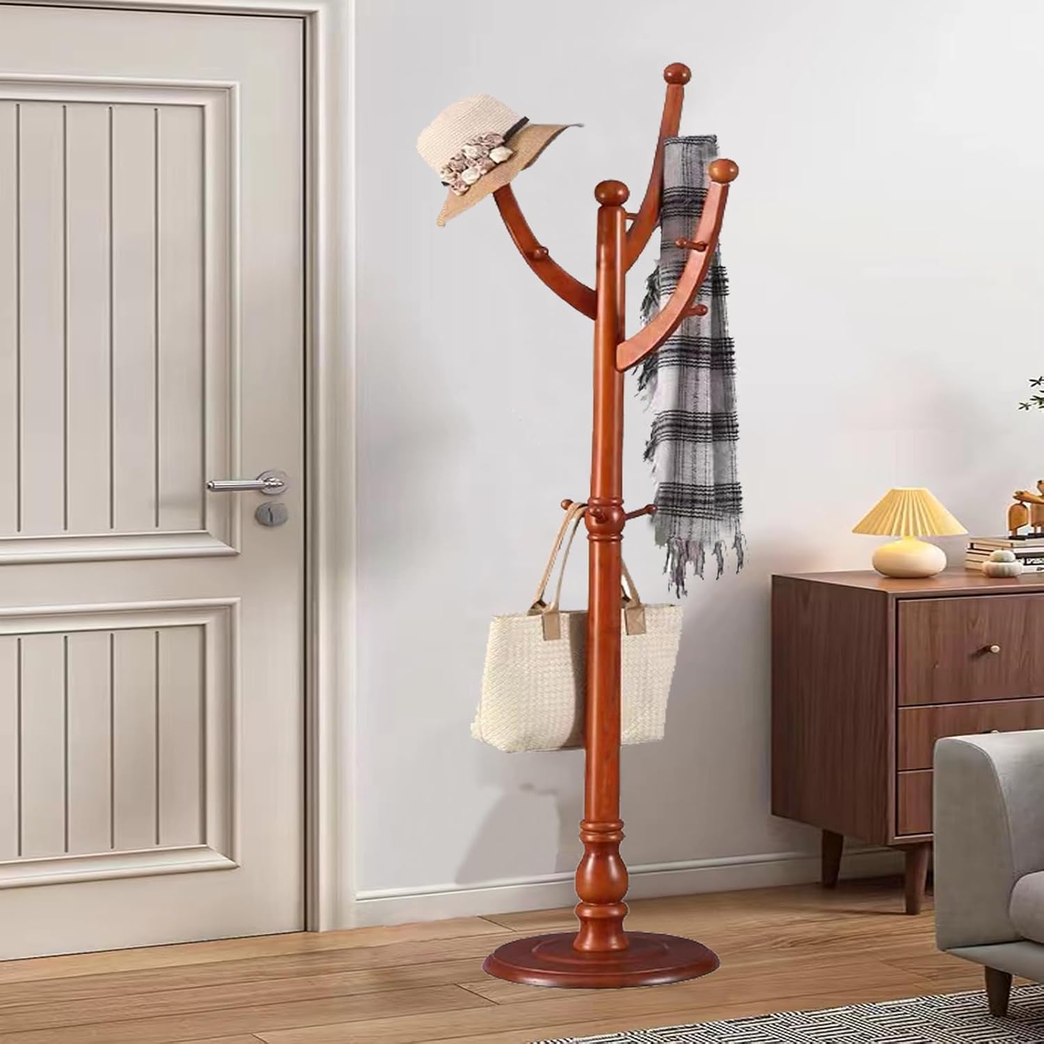 SEMIR Wood Coat Rack Freestanding with 11 Hooks E75161