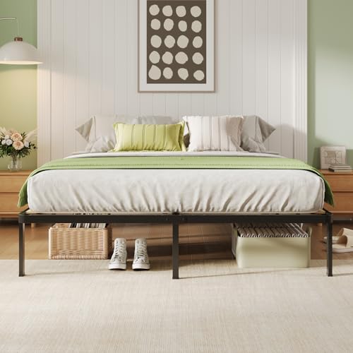 Foldable Metal Bed Frame Twin Size with Underbed Storage Black V497