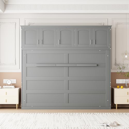 Full Size Murphy Bed with Built-in Wardrobe and 3 Drawers L229962