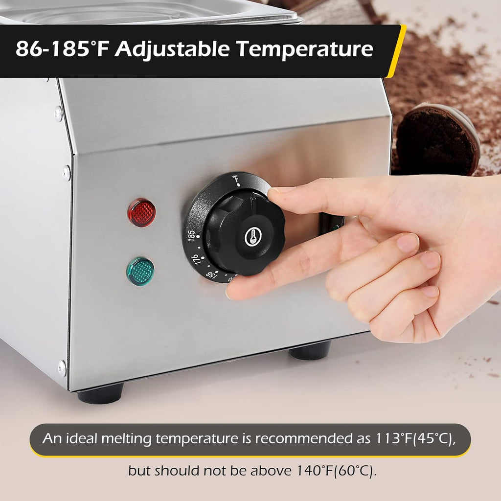 Dyna-Living 2-Tank Chocolate Melting Machine 1000W Electric Chocolate Melter with Temperature Control O82140