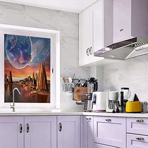 One Way Window Film Privacy Day and Night Earth Blue, 23.6 x 35.4 inch N112338