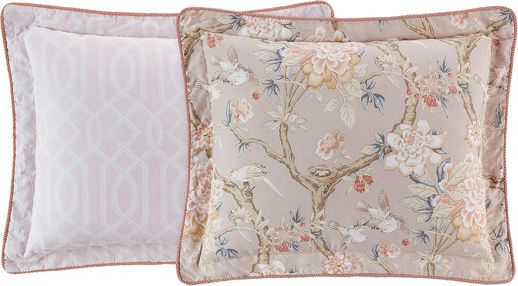 Waverly Peony Gardens 4 Piece Cotton Comforter Set Queen, Taupe K3105