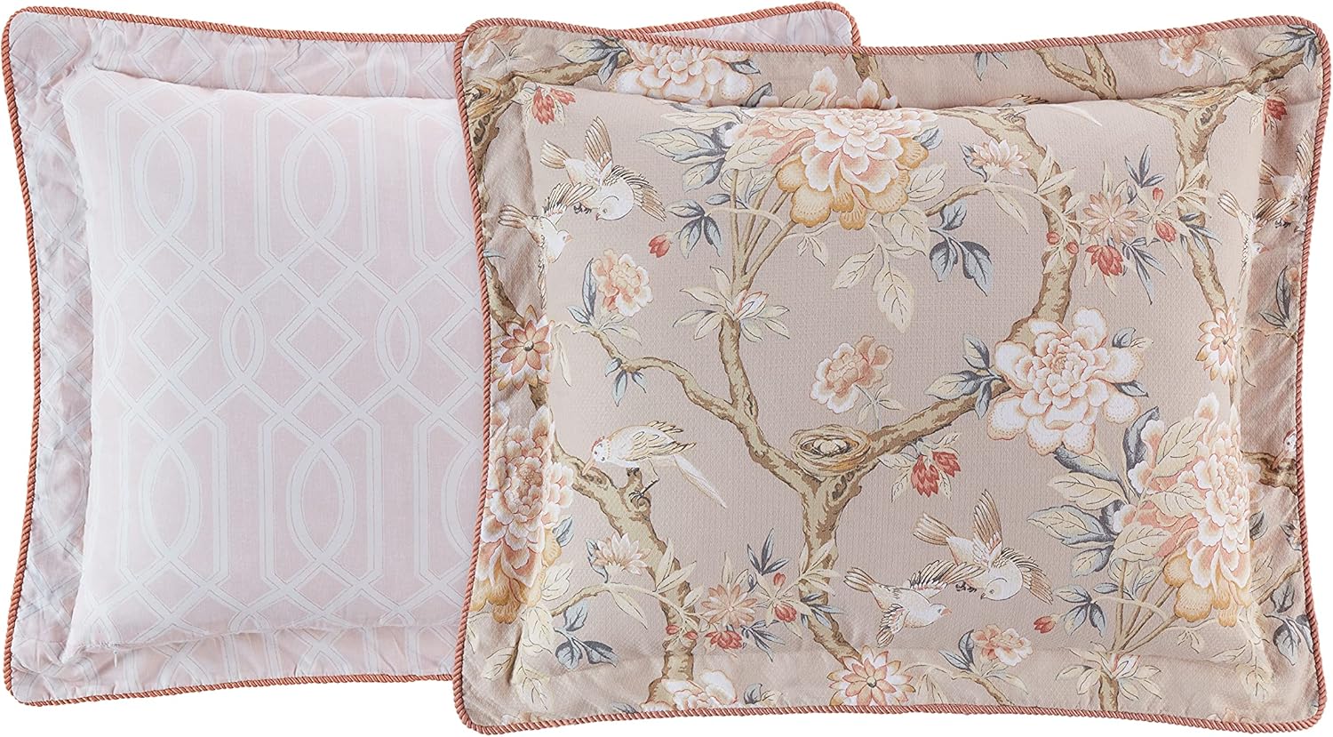 Waverly Peony Gardens 4 Piece Cotton Comforter Set Queen, Taupe K3105