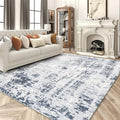 RYB HOME Washable Living Room Rug, 8x10 Large Area Rug for Bedroom, Ultra Soft Faux Wool Non Slip Modern Abstract Farmhouse Floor Carpet for Dining Home Office Nursery Playroom, 8x10 ft, Grey