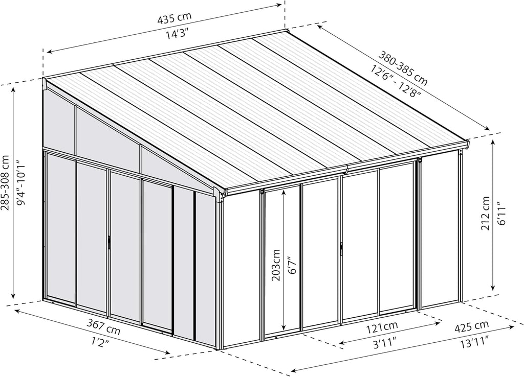 Palram Canopia SanRemo 13x14 Enclosed Patio Cover with Screen Doors, Gray U9420