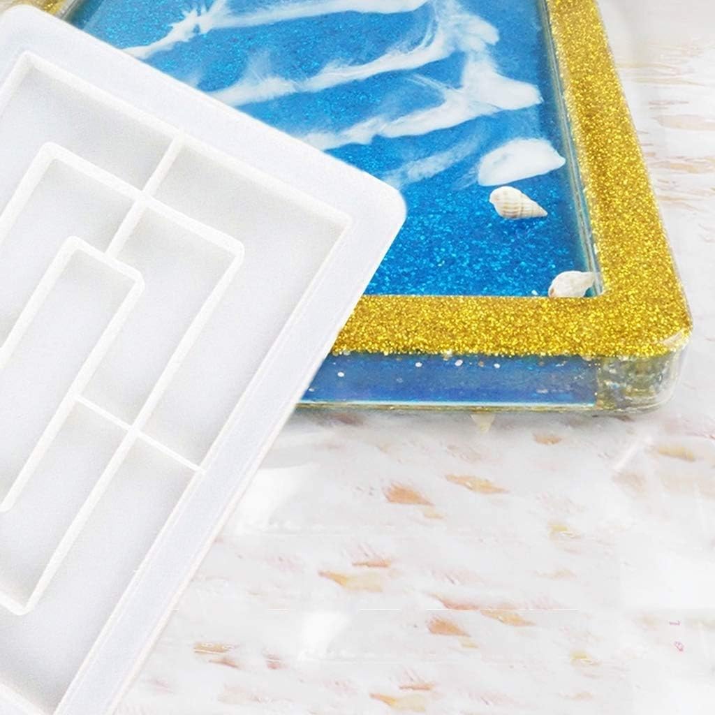 NAIVE BLUE Rectangle Silicone Resin Tray Mold with Edges Y9547