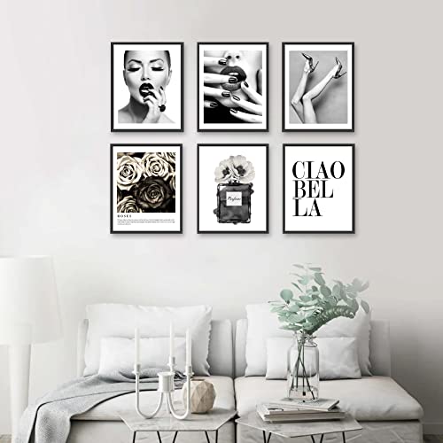 YIXIHOMPT Bathroom Wall Art Prints Set of 6 Black and White Unframed 8x10in Q71827