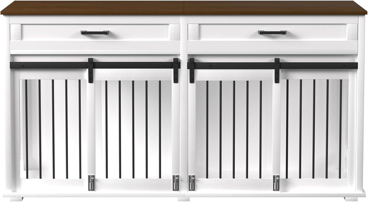 VEIKOU Dog Crate Furniture with 2 Storage Drawers, White Y141495