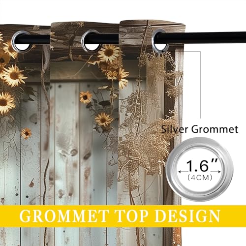 Rustic Barn Door Blackout Curtains for Kids Bedroom, Farmhouse Grommet Thermal Drapes, 42 x 45 Inch L746084