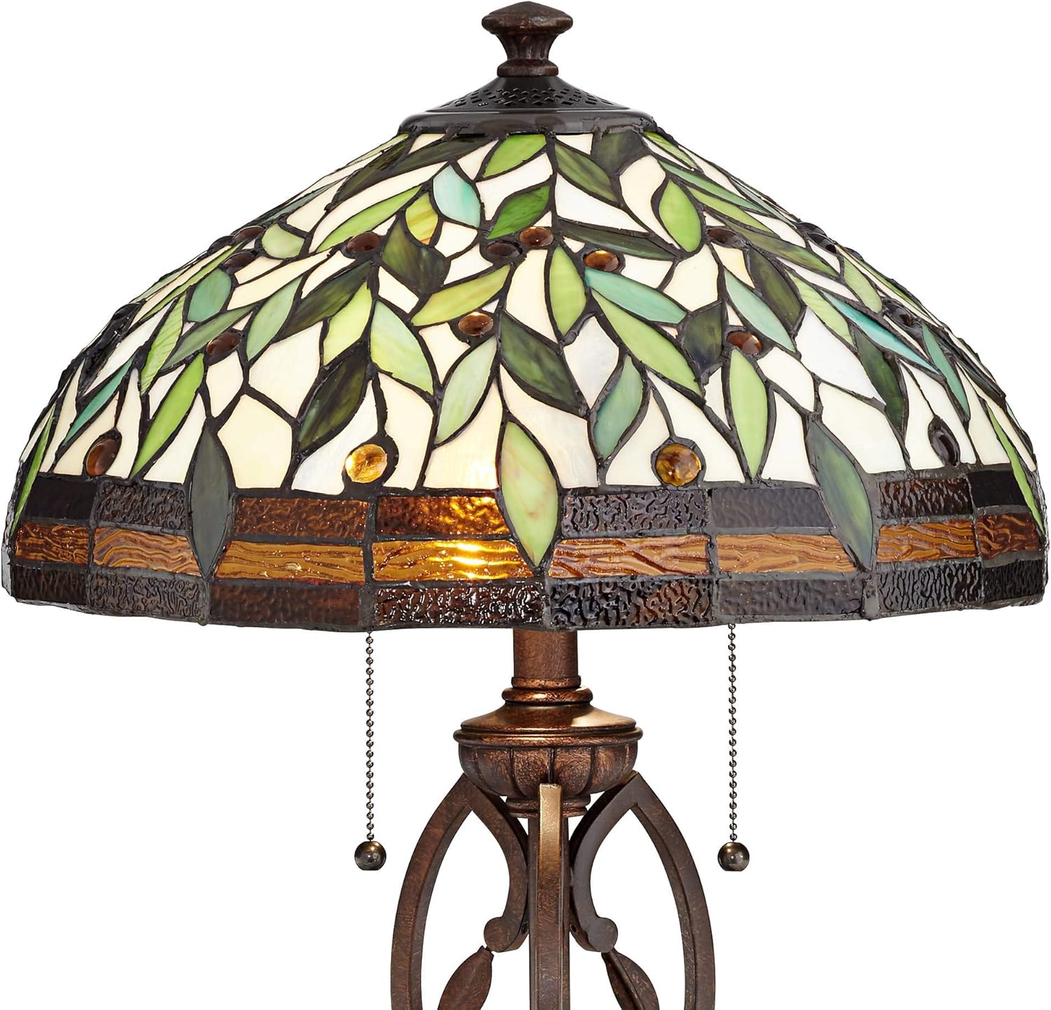 Robert Louis Tiffany Traditional Tiffany Style Table Lamp 26" High Bronze Brown Leaf and Vine Glass Shade D273336