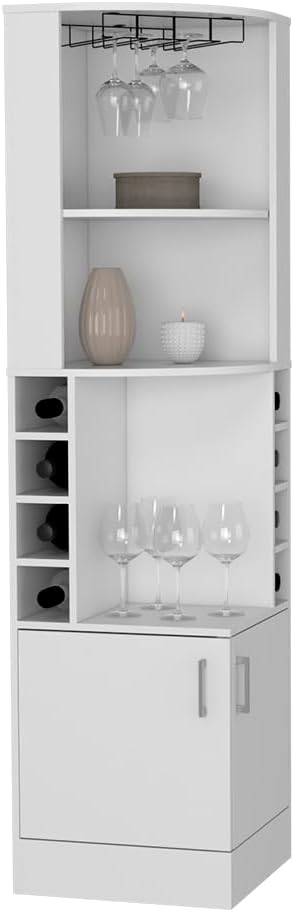 Corner Bar Storage Cabinet with Wine Rack, White Finish Z656213