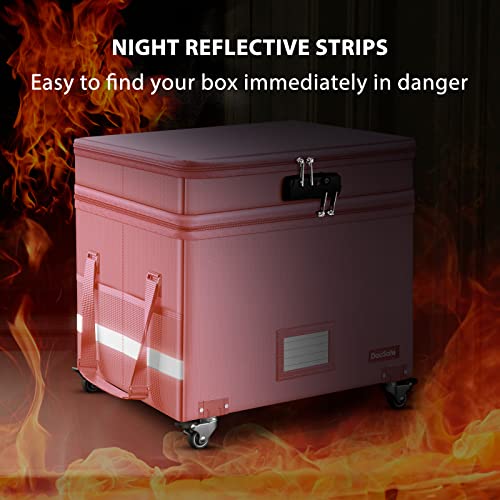 DocSafe Fireproof Document Box with Lock, 2-Layer File Box with Wheels, Gray N7633