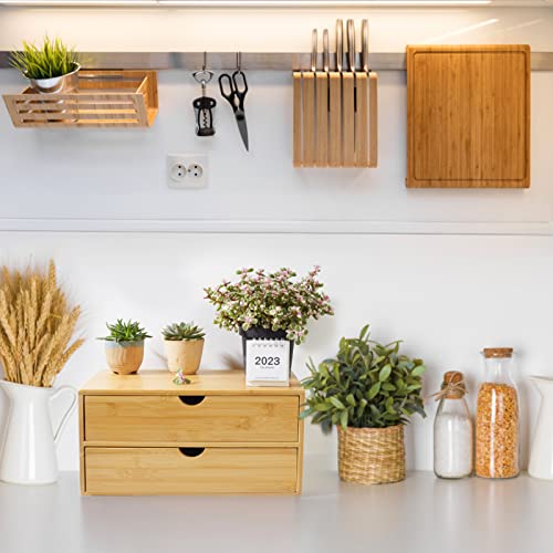 Bamboo Desk Organizer with 3 Drawers for Home Office D797