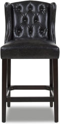 Jennifer Taylor Home Richmond 26" Armless Wingback Tufted Counter Height Bar Stool, Vintage Black Brown Faux Leather