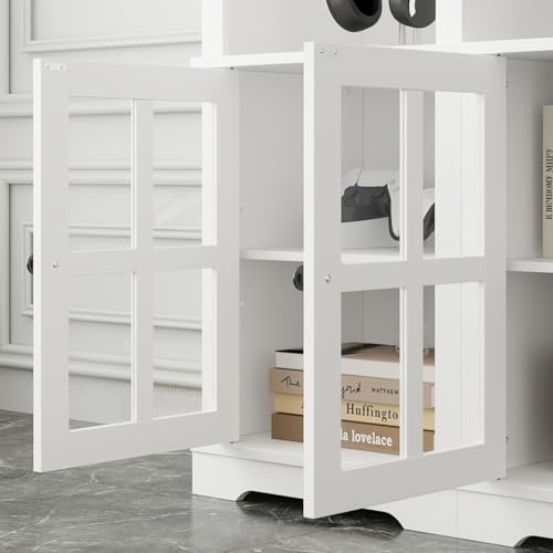 Farmhouse TV Stand with Storage, 102" Wall Unit Entertainment Center, Grey L995