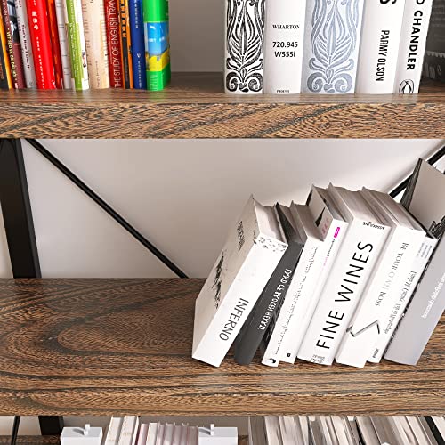 5-Tier Bookshelf Industrial Style Real Wood Bookcase Retro Brown D8464
