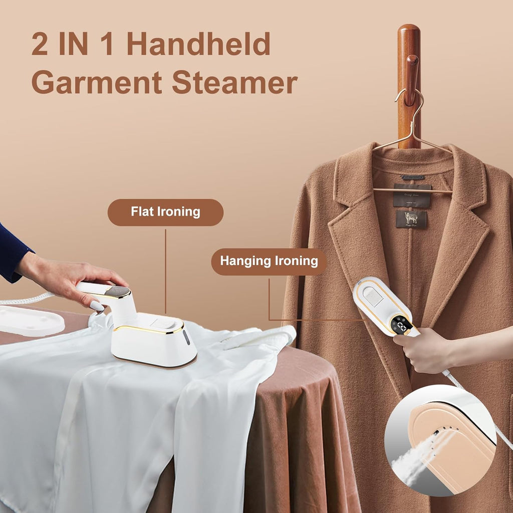 Portable Travel Steamer for Clothes, 1300W Handheld Iron with LCD Screen J8164