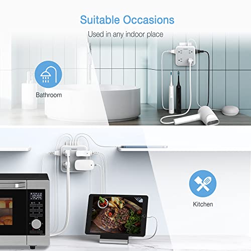 TESSAN Multi Plug Outlet Splitter with USB Wall Charger, Surge Protector A34107