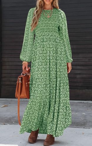 PRETTYGARDEN Women's Floral Maxi Dress Long Sleeve Crew Neck B394523