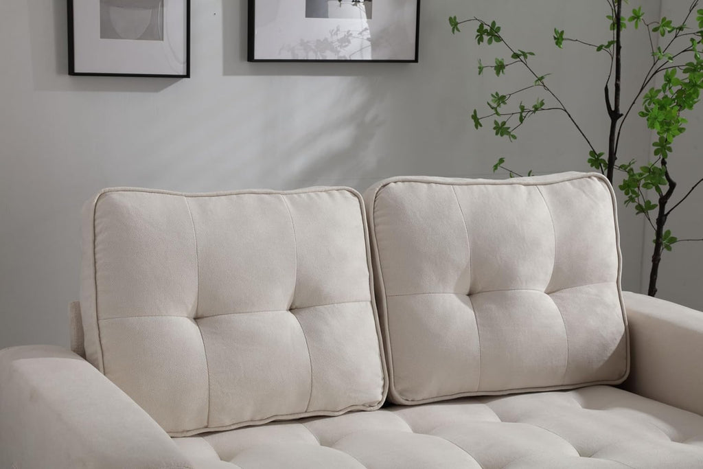 3 Fold Convertible Futon Sofa Bed, Velvet Linen, Dark Gray H807