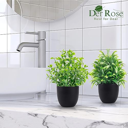 Der Rose Fake Plants 4 Packs Artificial Plants in Black Pot for Indoor Decor Q4933
