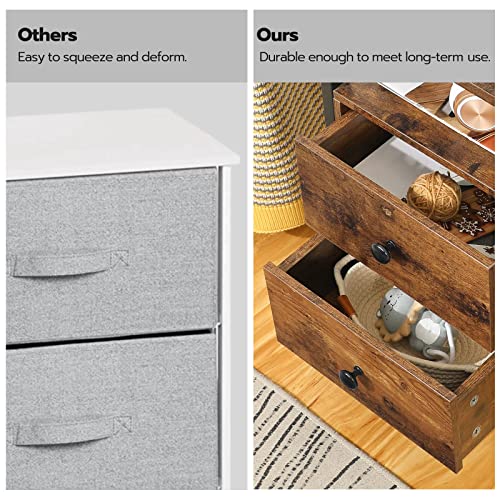 HOOBRO Nightstand, End Table with 2 Drawers and Storage Shelves, Rustic Brown and Black Y607661