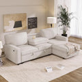 89" W Pull Out Sofa Bed, Upholstery Sleeper Sofa Couch with Storage Space, USB Port, 2 Cup Holders for Living Room - Gray