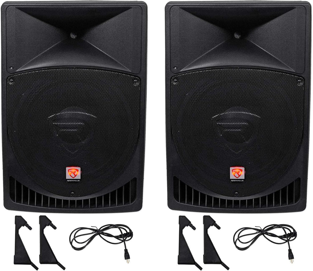 Rockville Pair Power Gig RPG15 15" Powered Active 2000 Watt 2-Way DJ PA Speakers