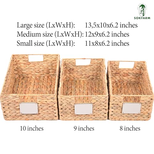 Water Hyacinth Woven Storage Baskets 3 Pcs (12 Inch) F1508