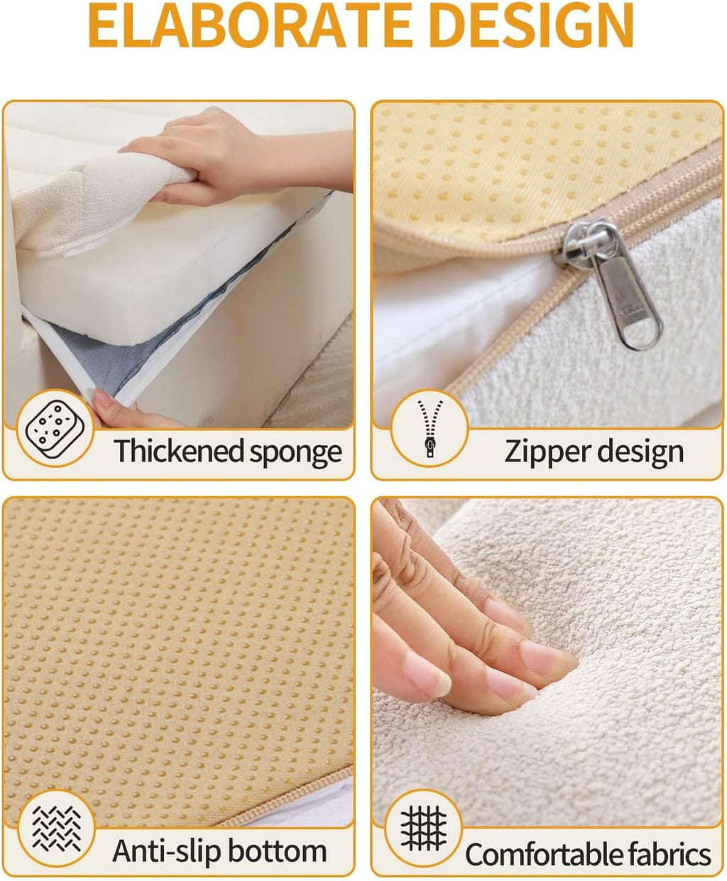 Custom Window Seat Cushions Indoor, Anti-Cat Scratch Waterproof, Non Slip Thickened Bench Cushion Y720