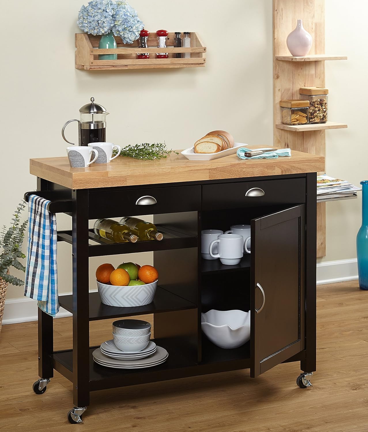Hudson Storage Kitchen Cart, Wenge/Natural J760