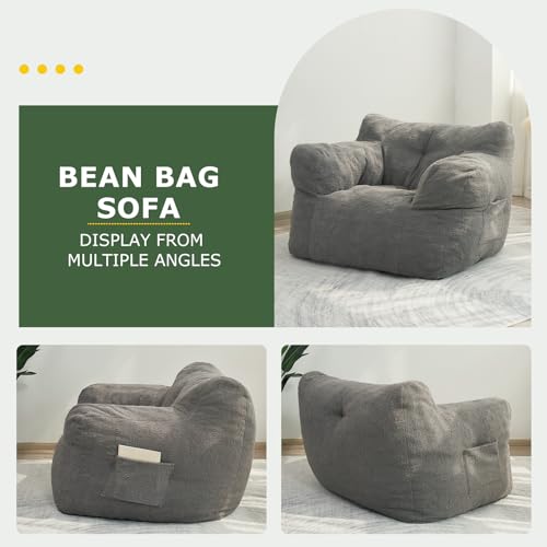 HIGOGOGO Giant Bean Bag Chair for Adults with Pocket Armrests T15660
