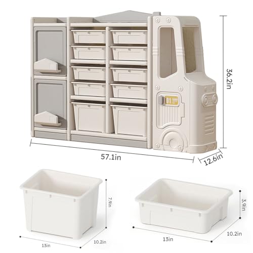 Toy Storage Organizer for Kids with 10 Bins, 2 Cabinets and 3 Shelves S6149