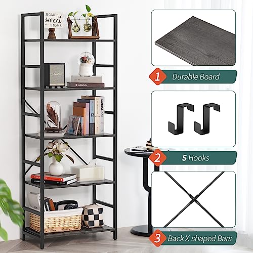 Yoobure 5 Tier Bookshelf Tall Modern Bookcase for Books, White T904929
