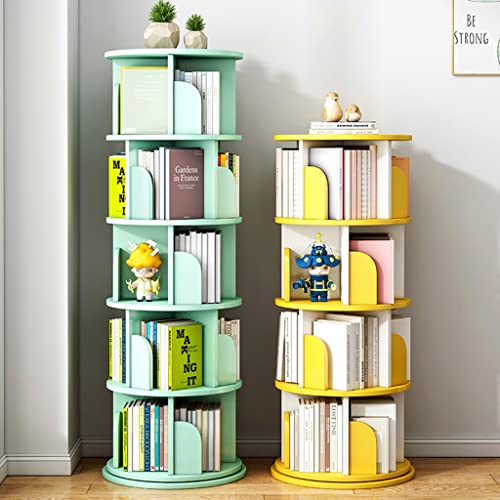 Revolving Bookshelf 5-Shelf Rotating Bookcase for Bedroom Living Room Home Office Grey M92726