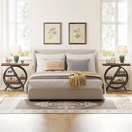 Tribesigns 3-Tier Narrow End Table with Storage, Wood and Metal Frame P9793