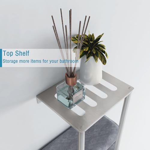 Bathroom Towel Storage Rack 3 Tier Wall Mount with 4 Hooks, Brushed Nickel Q2195
