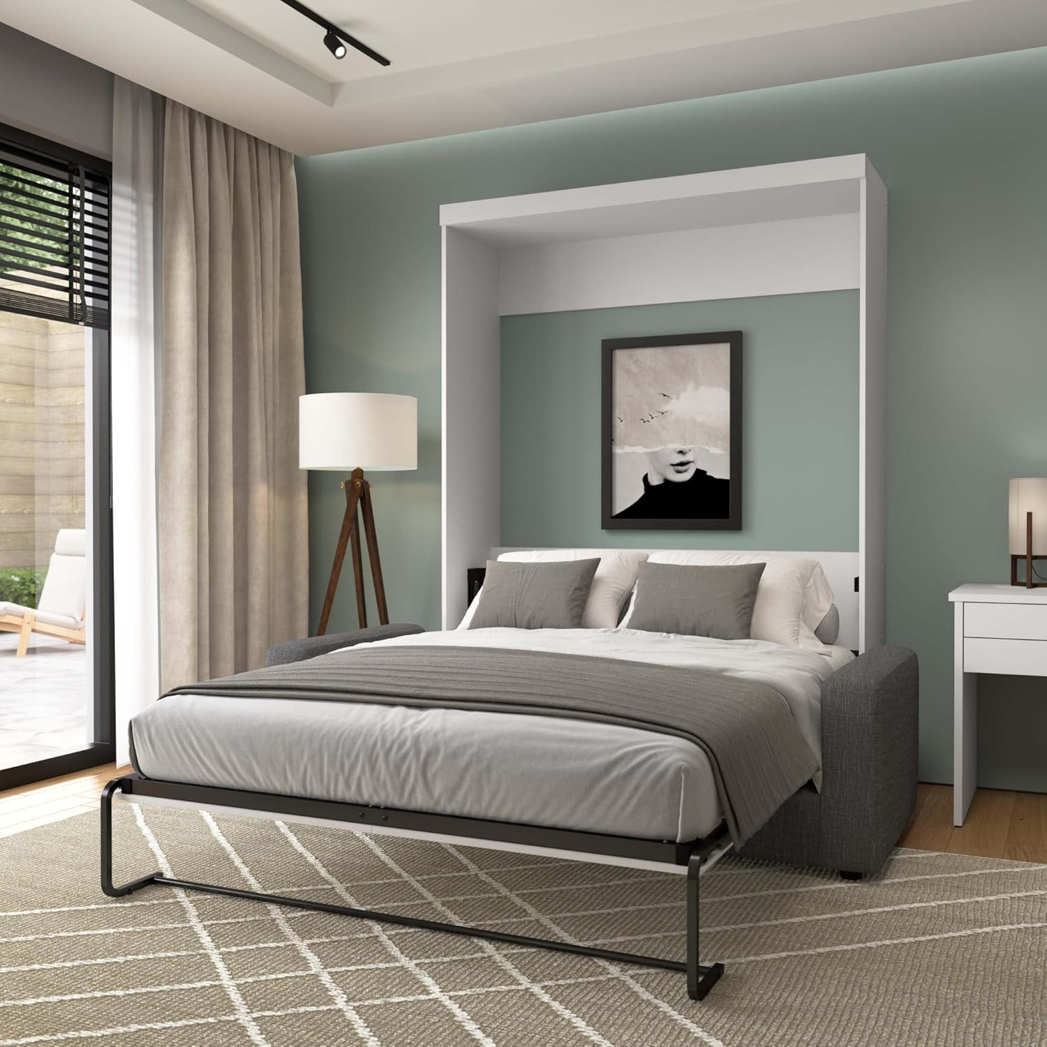 Bestar Nebula Murphy Sofa Wall Bed, Queen, White K1229