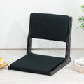HollyHOME Foldable Tatami Chair, Upholstered Japanese Style Floor Chair, Wood Legless Back Rest Chair with Cushion, Accent Meditation Floor Seat for Bay Window, Living Room, Bedroom, Linen Black