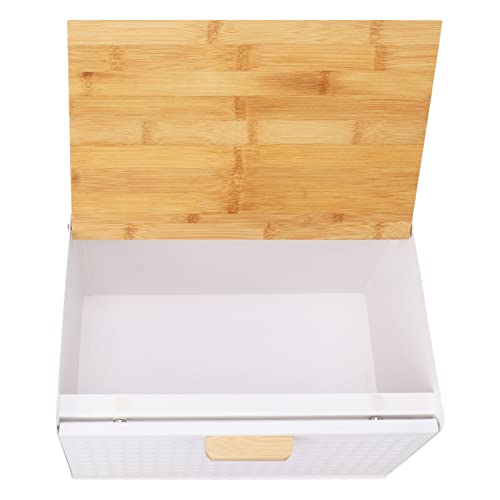 IUIBMI Wooden Bread Box Vintage Large Capacity with Lid White E681577