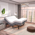 SF Adjustable Bed Frame with Mattress Included Massage - Queen Adjustable Bed + Firm Mattress - Cooling Gel Memory Foam Mattress, USB, Under Bed Light
