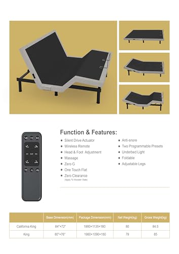 California King Adjustable Bed Base with Gel Memory Foam Mattress X959