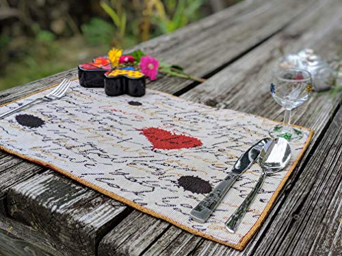 Tache Valentine Placemats Heart Placemat Beige Vintage Farmhouse Woven Tapestry Set of 4 M759