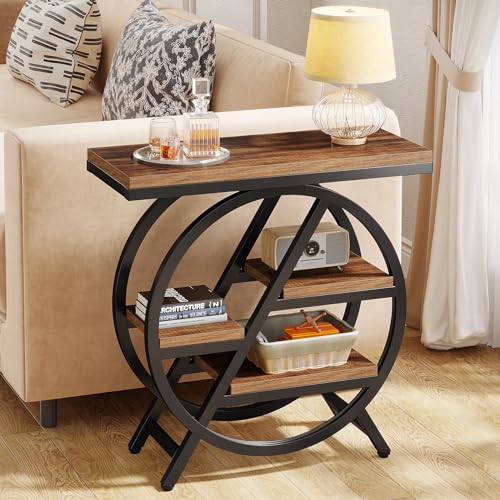 Tribesigns 3-Tier Narrow End Table with Storage, Wood and Metal Frame P9793