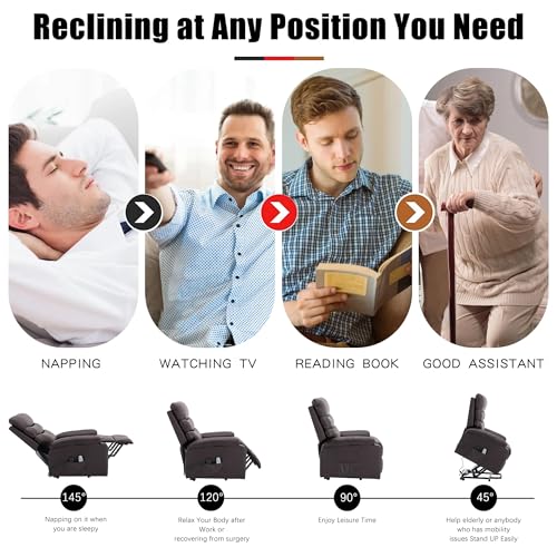 Power Lift Recliner Chair PU Leather Heat Massage for Elderly, Black K572