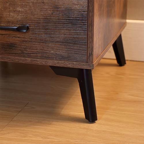 Nightstands Set 2 with Drawers, Solid Wood Legs, Bedside Tables for Bedroom U208