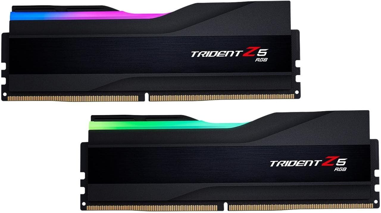 G.SKILL Trident Z5 RGB Series (Intel XMP 3.0) DDR5 RAM 64GB (2x32GB) 6000MT/s CL32-38-38-96 1.40V Desktop Computer Memory UDIMM - Matte Black (F5-6000J3238G32GX2-TZ5RK)